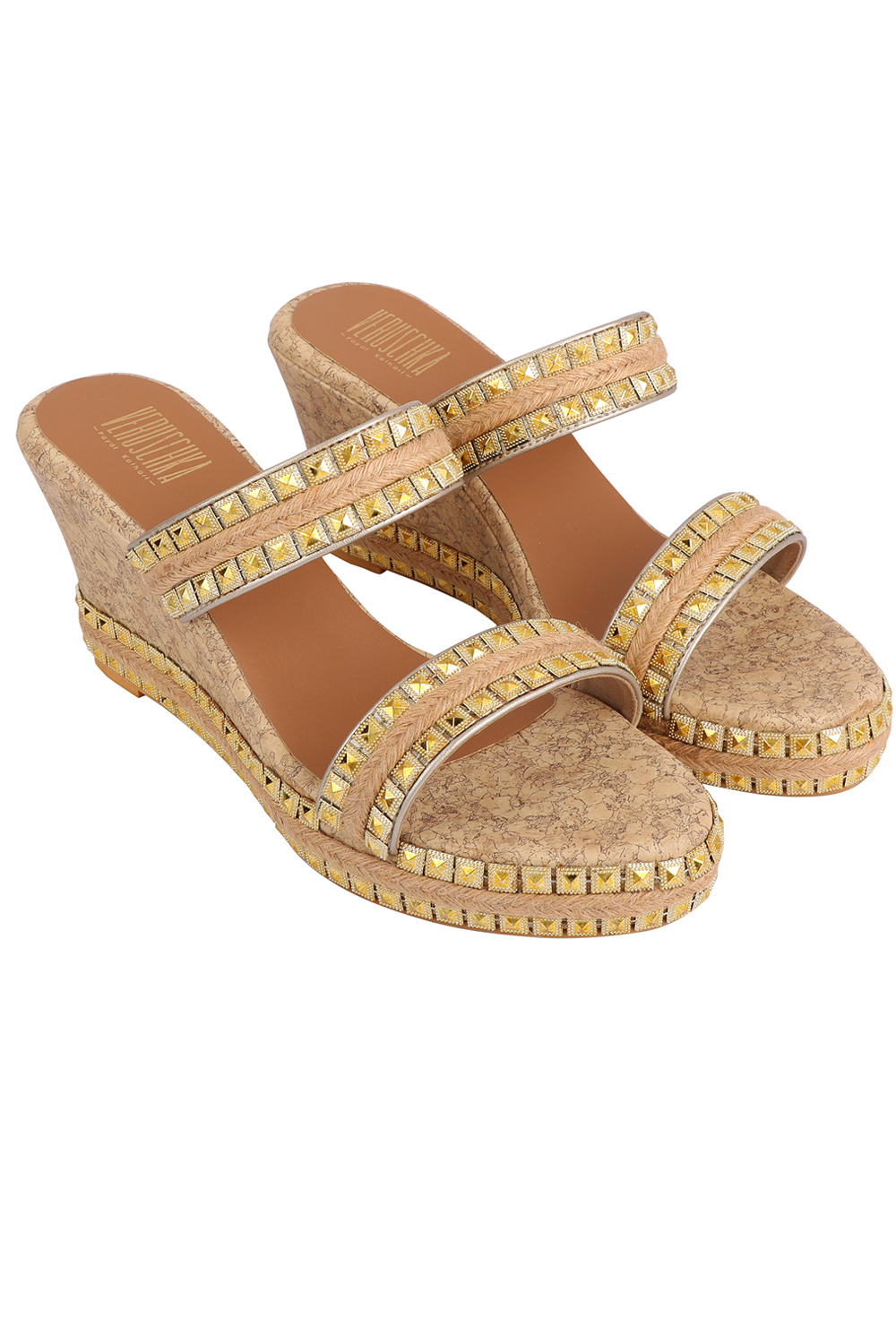 gold studded wedges