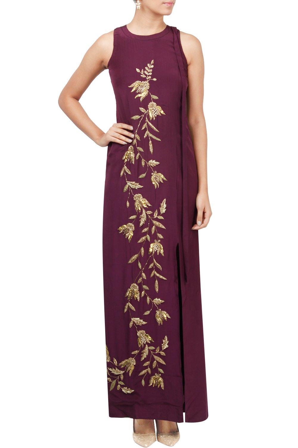Image result for AUBERGINE EMBROIDERED GOWN