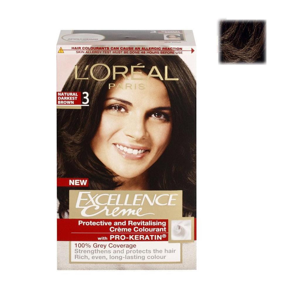 L Oreal Excellence Hair Colour 3 Natural Dark Brownbrand L Oreal