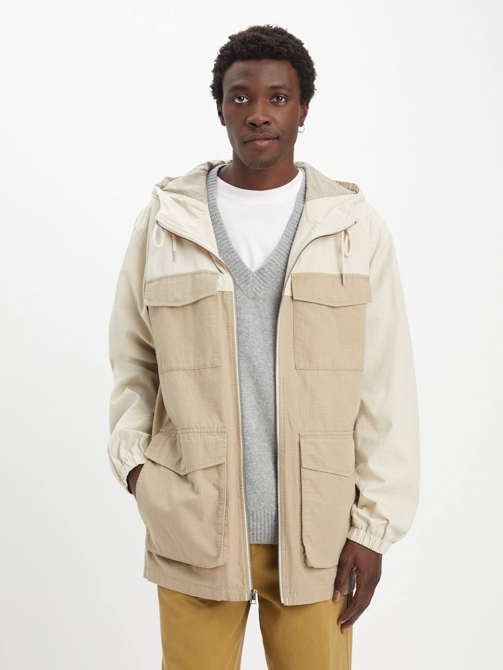 Uniqlo Utility Parka Hooded Light Jacket Brown  Tan Mens Size XS  eBay