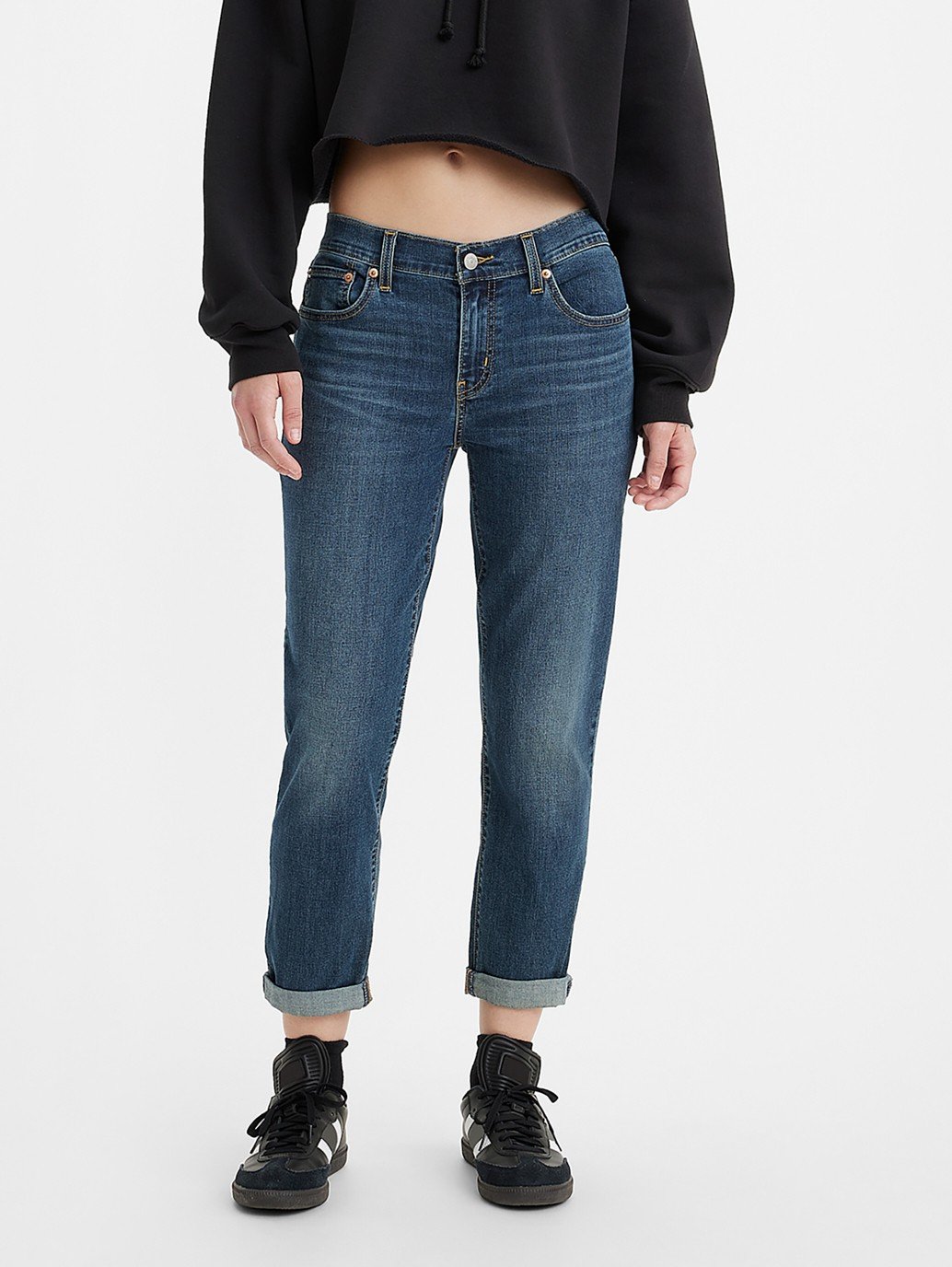 Women's Mid Rise Relaxed Fit Stretch Jeans-nttc.com.vn