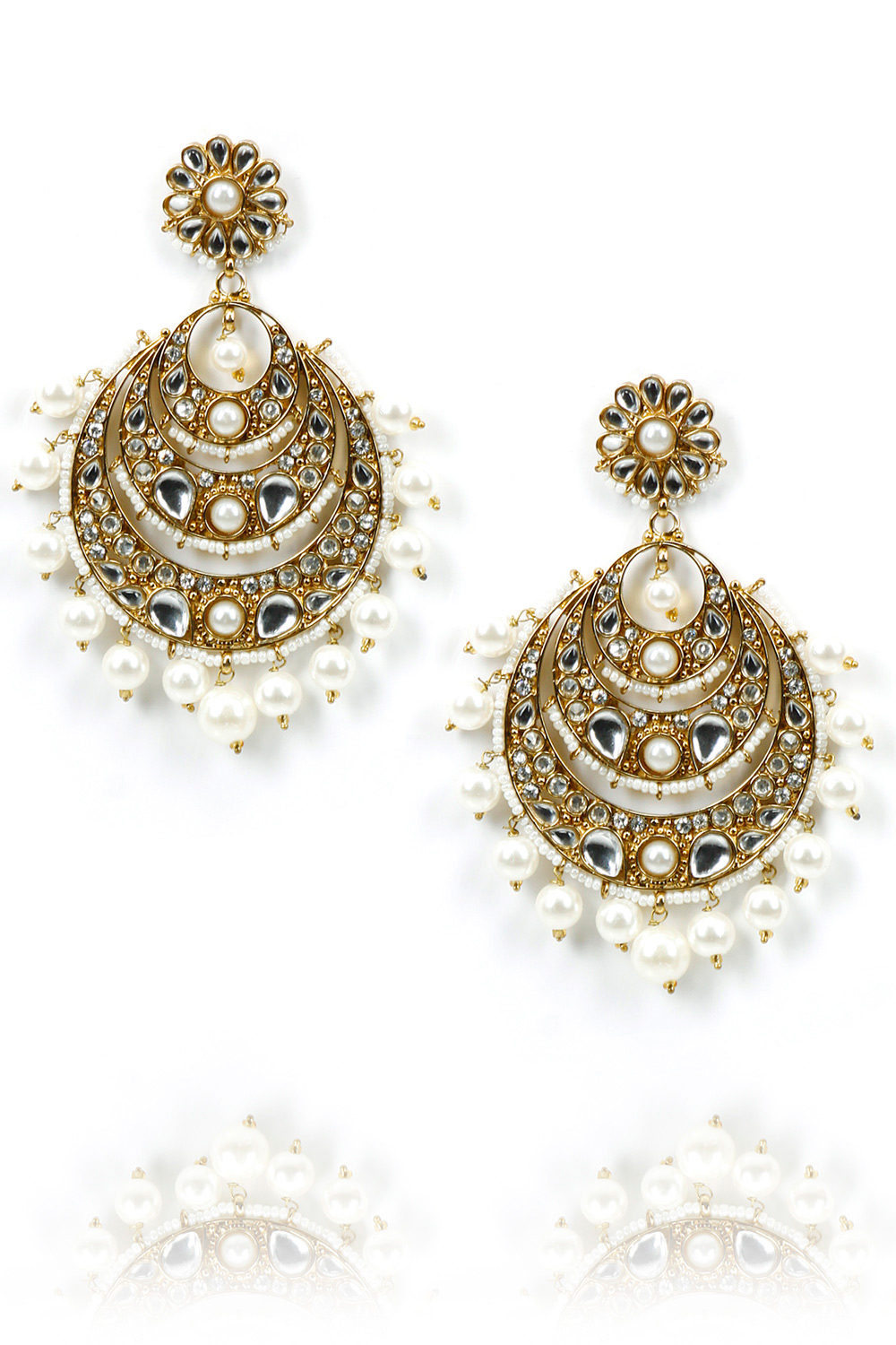 Shilpa Puri Fashion Jewellery Online Pearls Golden Chand bali For Women