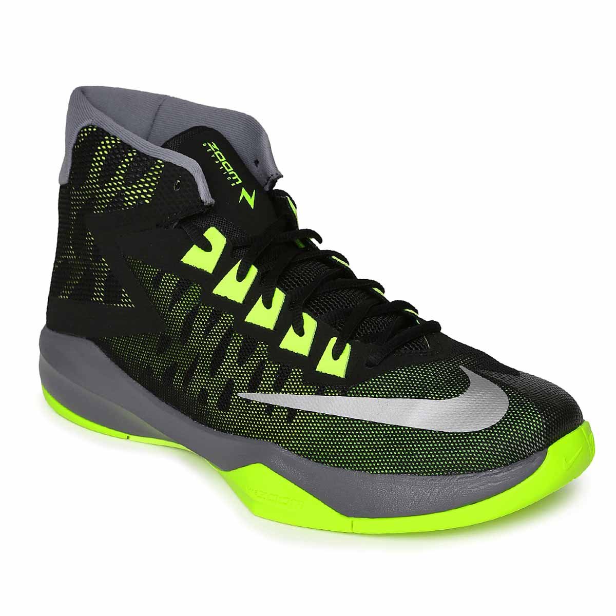 Buy Nike Zoom Devosion Basketball Shoes (Black/Silver/Volt) Online